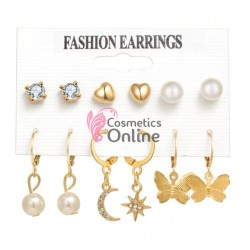 Cercei pentru dama moderni EARR30 Aurii Set de 6 perechi